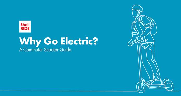 why go electric blog image with animated man riding an electric scooter